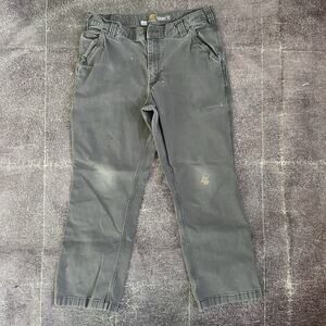Mens Carhartt Relaxed Fit Gravel Dark Gray Canvas 5 Pocket Work Pants Sz 36 X 30